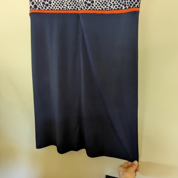 Michael Kors Dress Retro Size Small Lightweight Navy Blue and orange with print - Picture 9 of 10